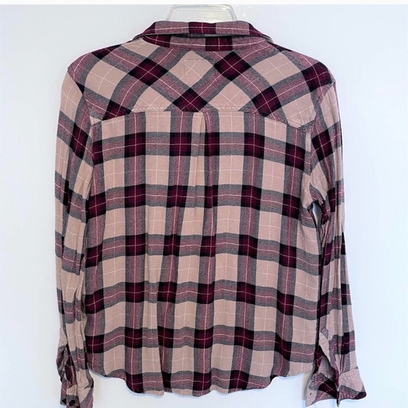 Rails pink and maroon button up flannel shirt xs - Picture 2 of 2